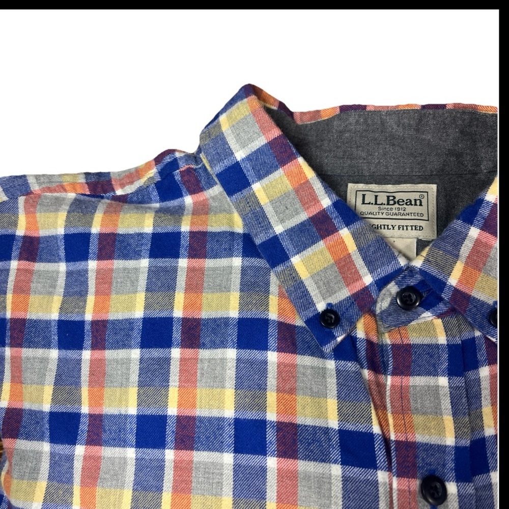 L.L. Bean Men's Blue and Yellow Plaid Cotton Button Flannel Shirt XXL